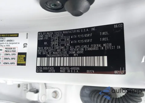 2022 Toyota Corolla Cross Le z USA, uszkodzony, nr VIN 7MUCAAAG9NV019636